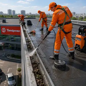 Чистка желобов водостоков Москва